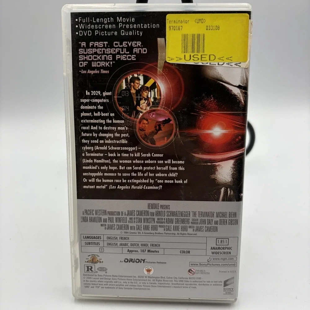 The Terminator UMD Movie PSP PlayStation Video Games SONY Portable‎ Handheld